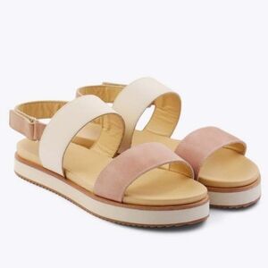 Nisolo Go-To Flatform Sandal Desert Rose Bone Tan Leather Women's 9